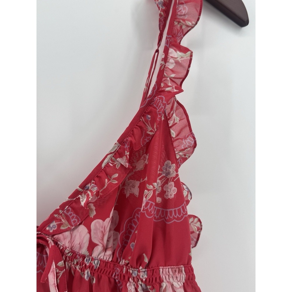 Y2K Victoria's Secret Sheer Raspberry Pink Floral Baby Doll Camo w/ Ruffled Trim - Picture 3 of 8